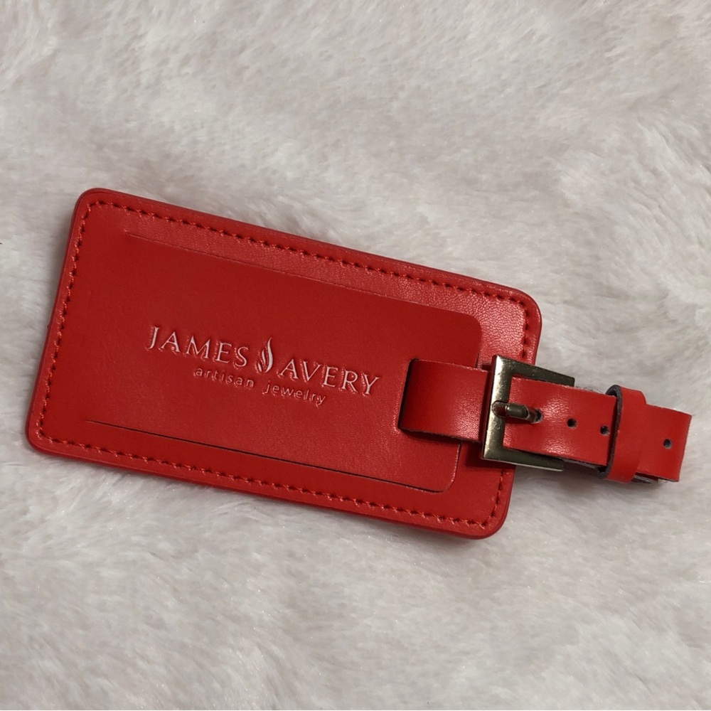 James Avery Vibrant Orange Leather Luggage Tag and Purse Tag for Personalizing